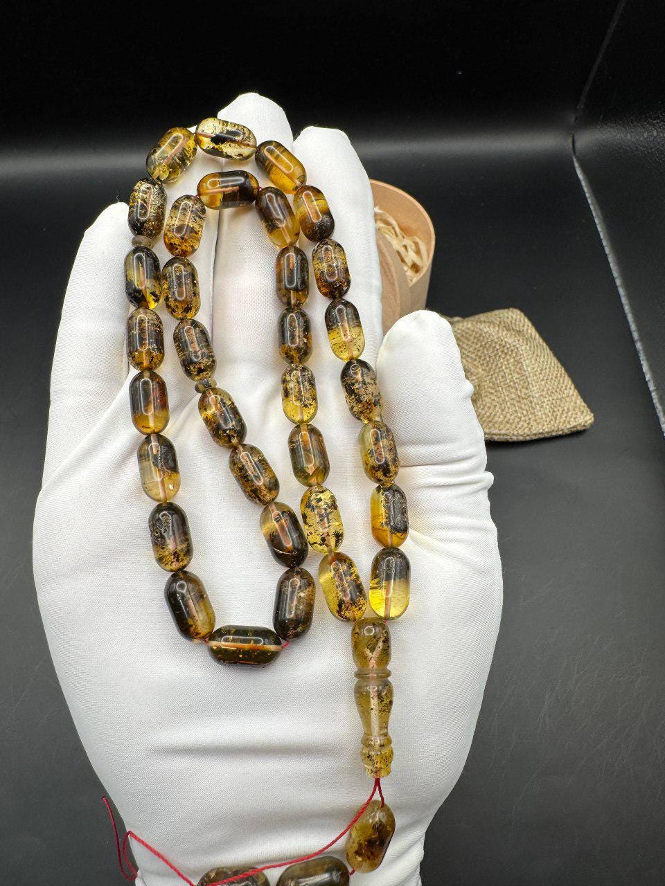 Baltic Amber Misbaha, 33 Honey Cognac Beads, 28g