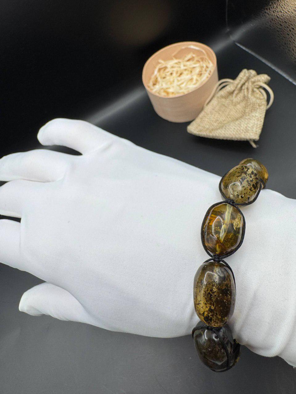 Baltic Amber Bracelet with Earth Inclusions, Adjustable, 20g