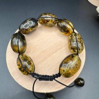 Baltic Amber Bracelet with Earth Inclusions, Adjustable, 20g