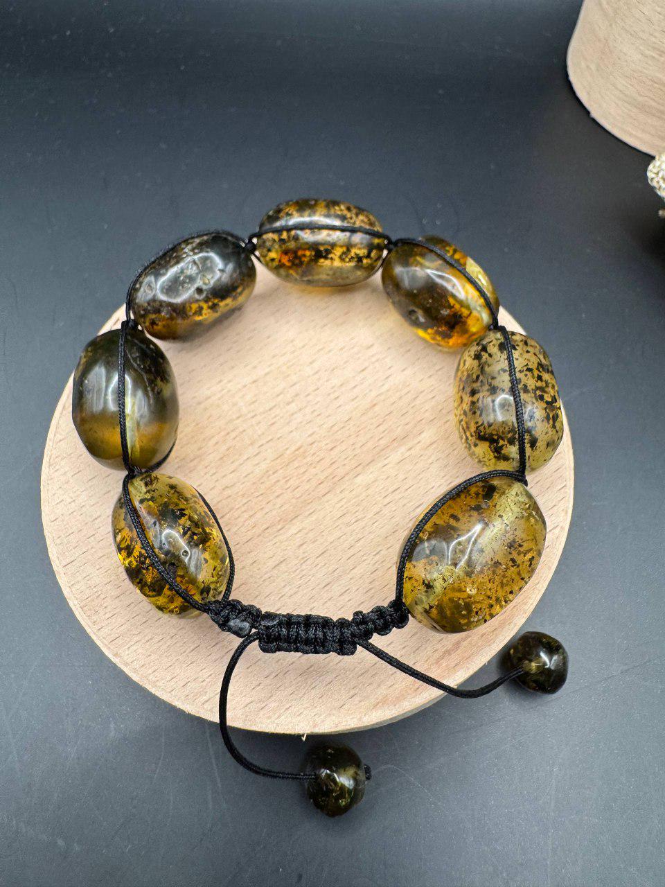 Baltic Amber Bracelet with Earth Inclusions, Adjustable, 20g