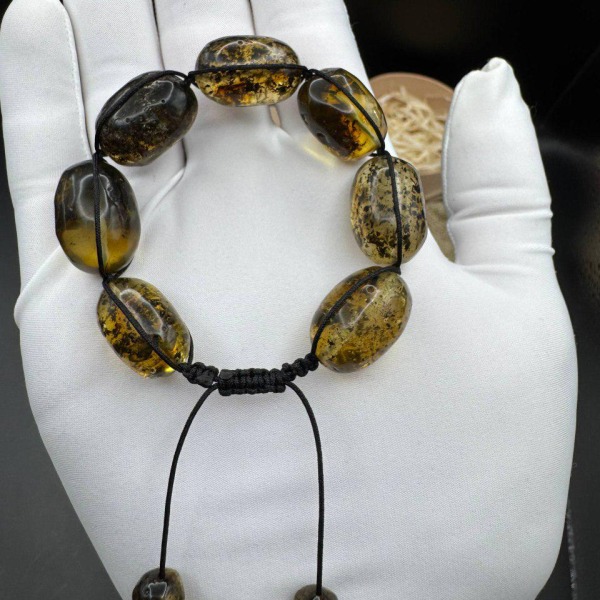 Baltic Amber Bracelet with Earth Inclusions, Adjustable, 20g