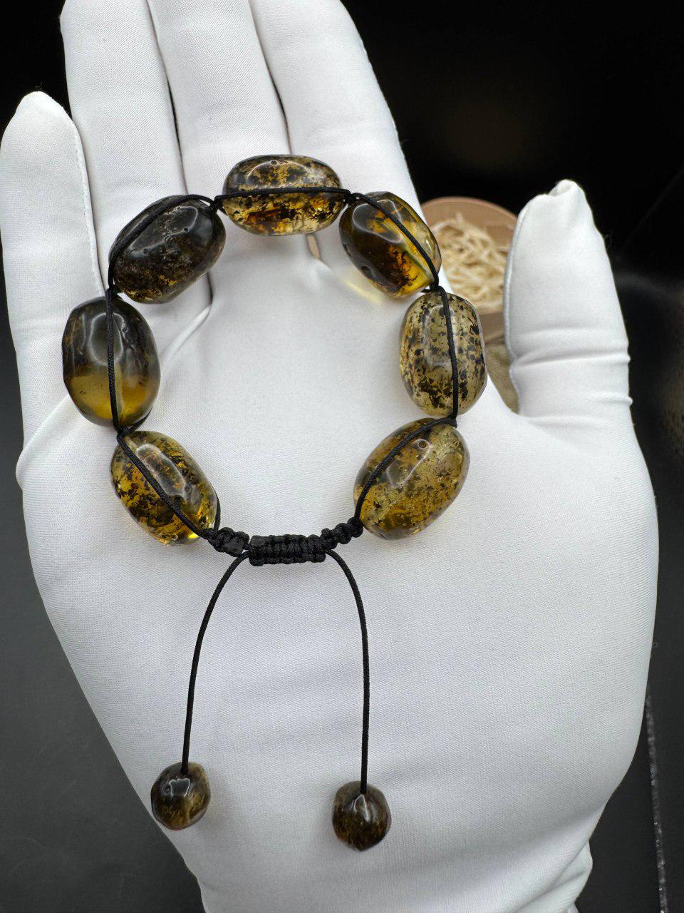 Baltic Amber Bracelet with Earth Inclusions, Adjustable, 20g