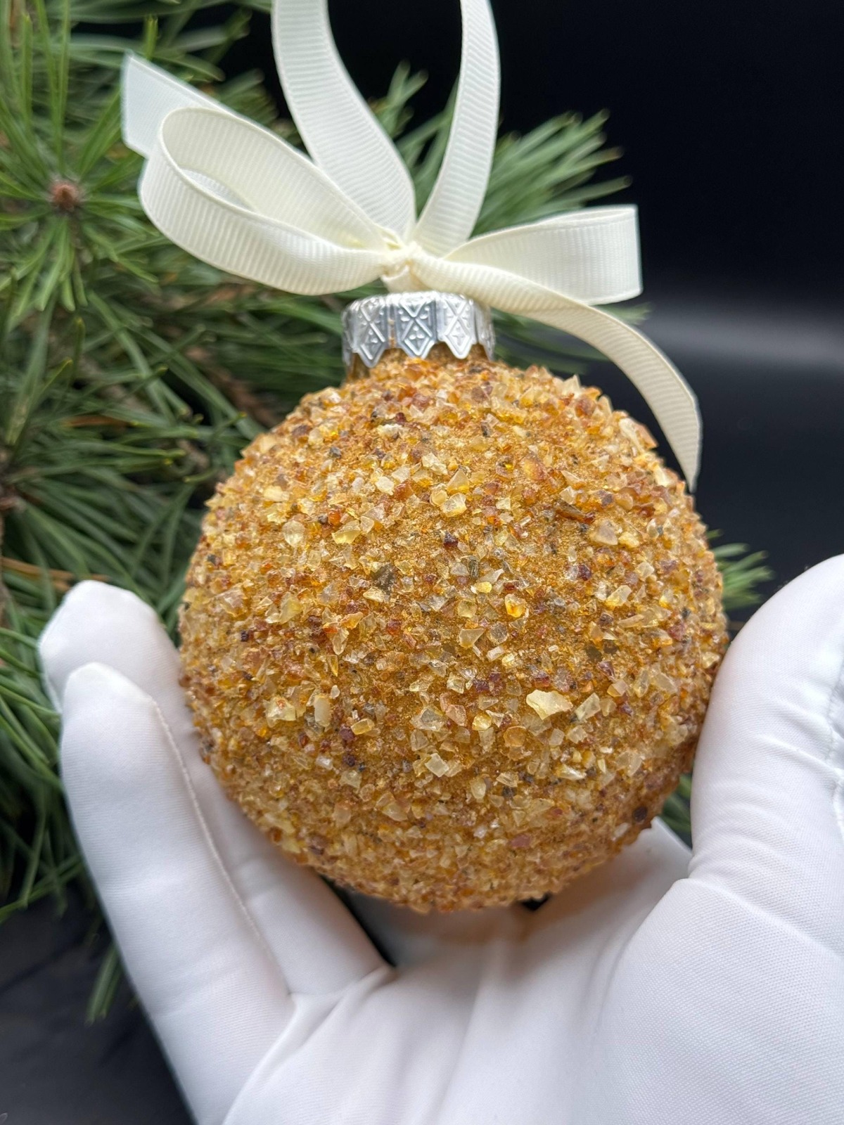 Baltic Amber Christmas Bauble, Broken Glass Effect, 8cm