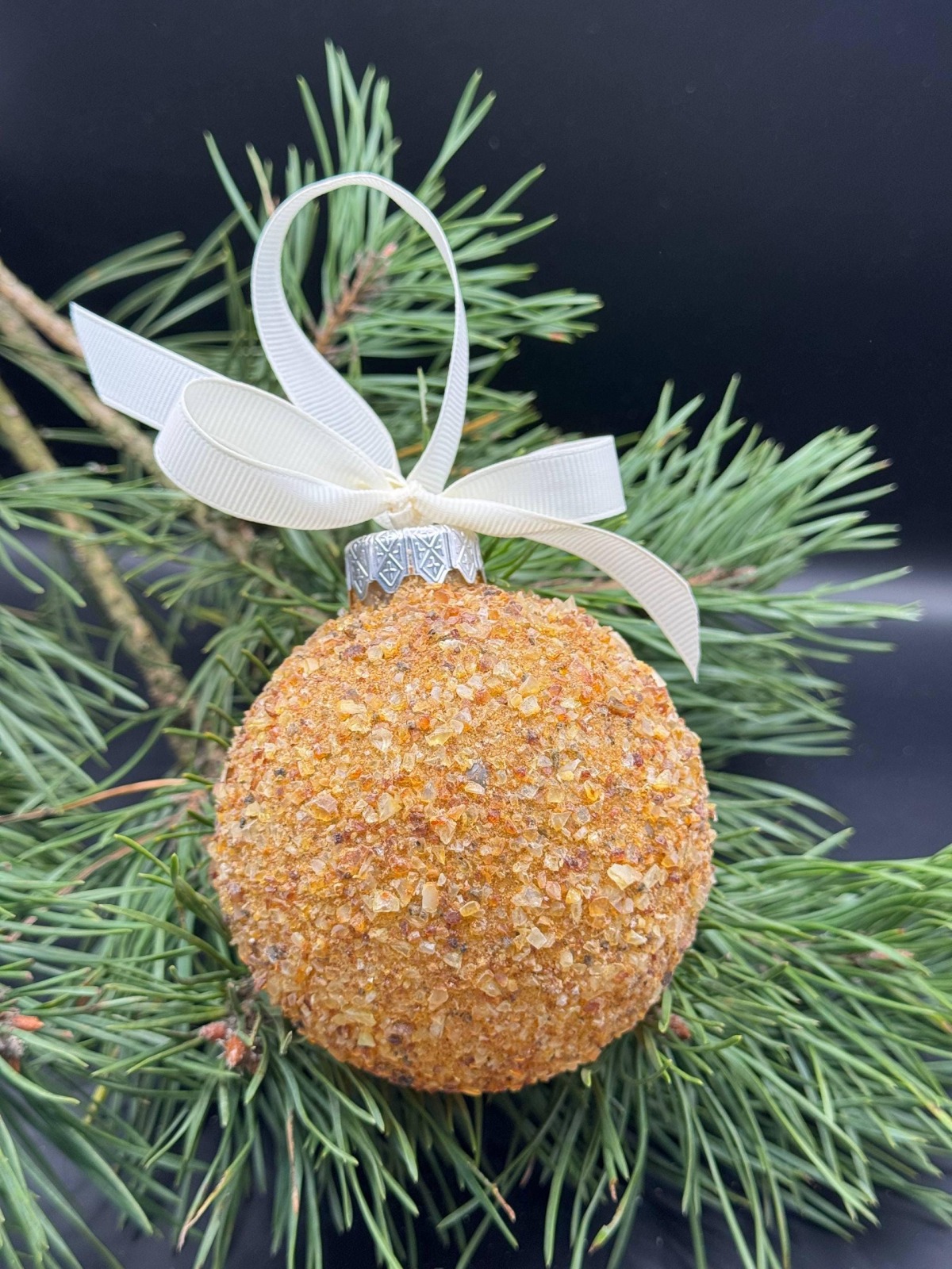 Baltic Amber Christmas Bauble, Broken Glass Effect, 8cm