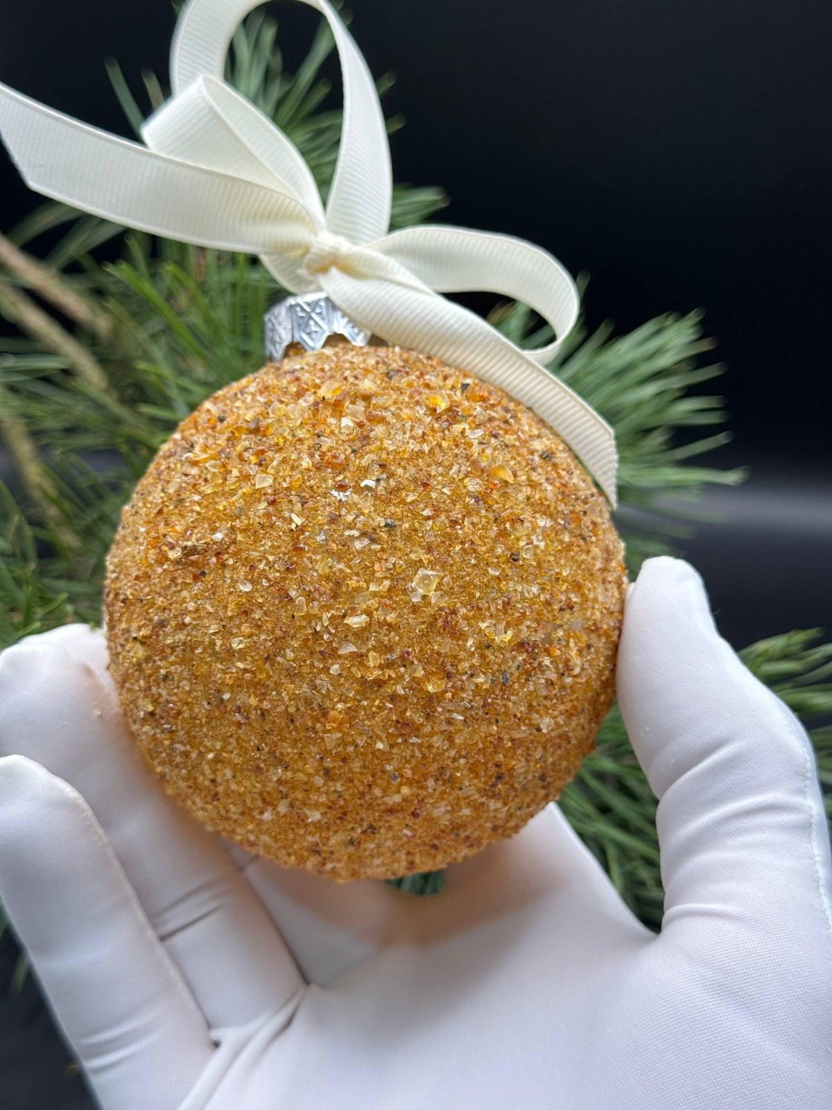 Baltic Amber Christmas Bauble, Fine Honey Gold Chips, 8cm