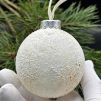Baltic Amber Christmas Bauble, Snowy White with Gold, 8cm