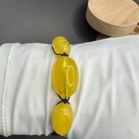 Macrame Baltic Amber Bracelet, Yellow Amber, Adjustable, 8g