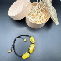 Macrame Baltic Amber Bracelet, Yellow Amber, Adjustable, 8g