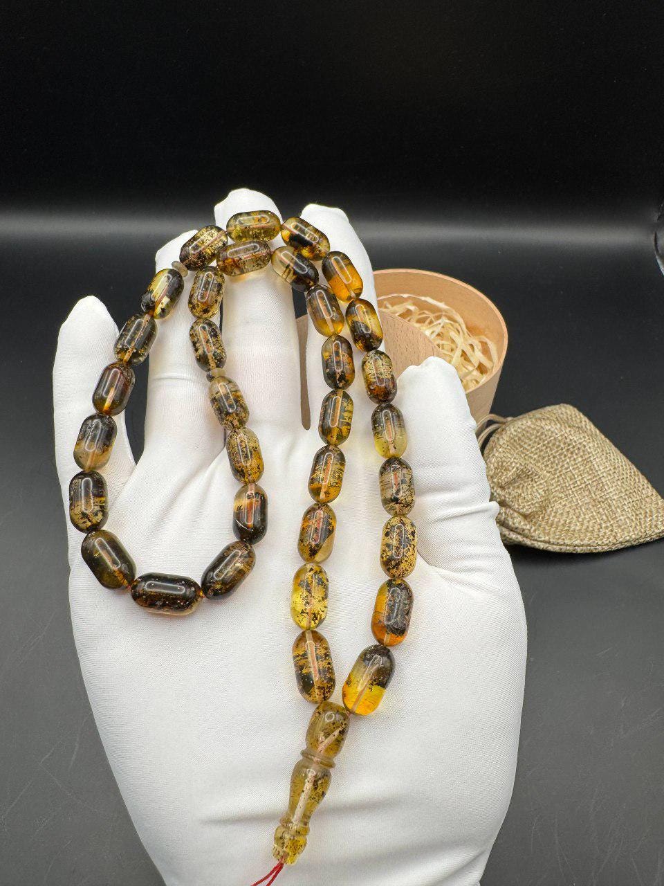 Baltic Amber Misbaha, 33 Honey Cognac Beads, 28g