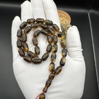 Honey Cognac Baltic Amber Tasbih on Red Thread, 22g