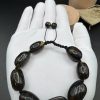 Baltic Amber Bracelet: Black Brown Beads with Earth Inclusions