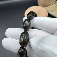Black Brown Baltic Amber Bracelet with Earth Inclusions, 13g