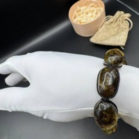 Baltic Amber Bracelet with Earth Inclusions, Adjustable, 20g
