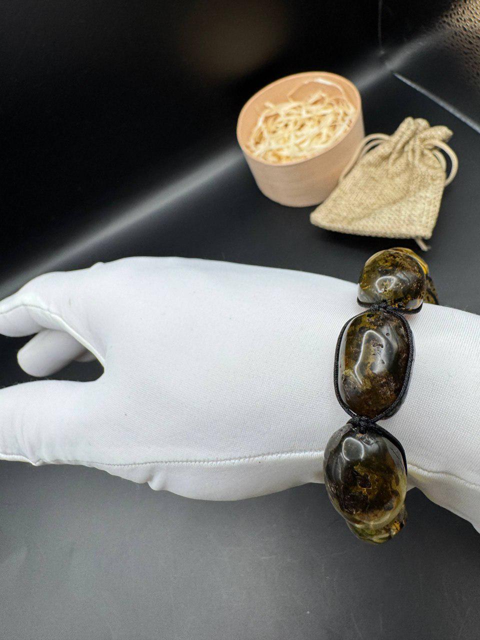 Baltic Amber Bracelet with Earth Inclusions, Adjustable, 20g