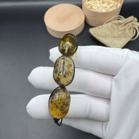 Baltic Amber Bracelet with Earth Inclusions, Adjustable, 20g