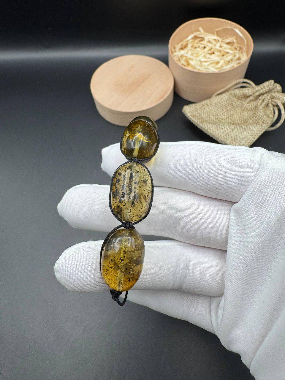 Baltic Amber Bracelet with Earth Inclusions, Adjustable, 20g