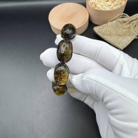 Baltic Amber Bracelet with Earth Inclusions, Adjustable, 20g