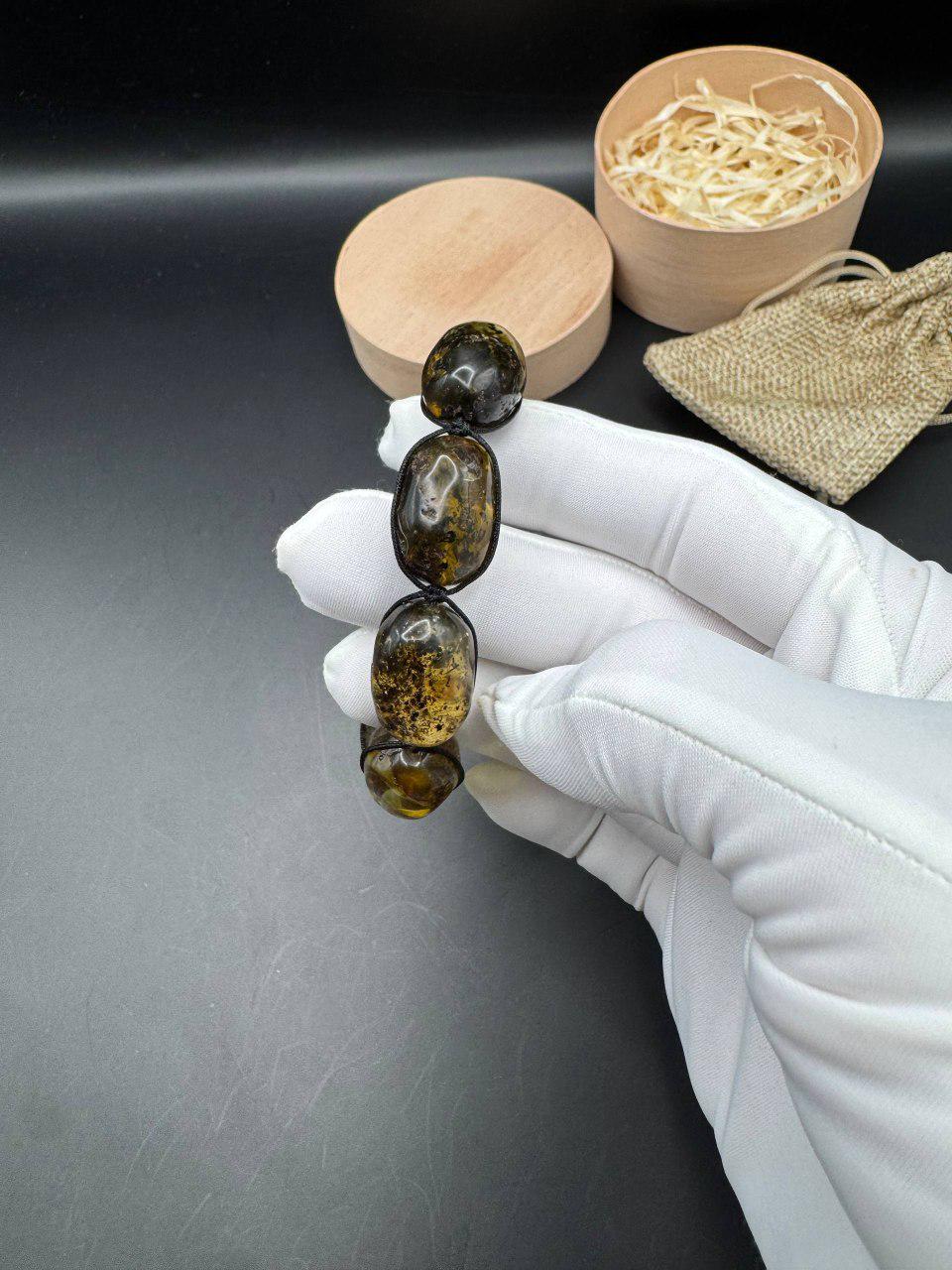 Baltic Amber Bracelet with Earth Inclusions, Adjustable, 20g