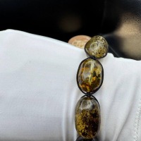 Baltic Amber Bracelet with Earth Inclusions, Adjustable, 20g