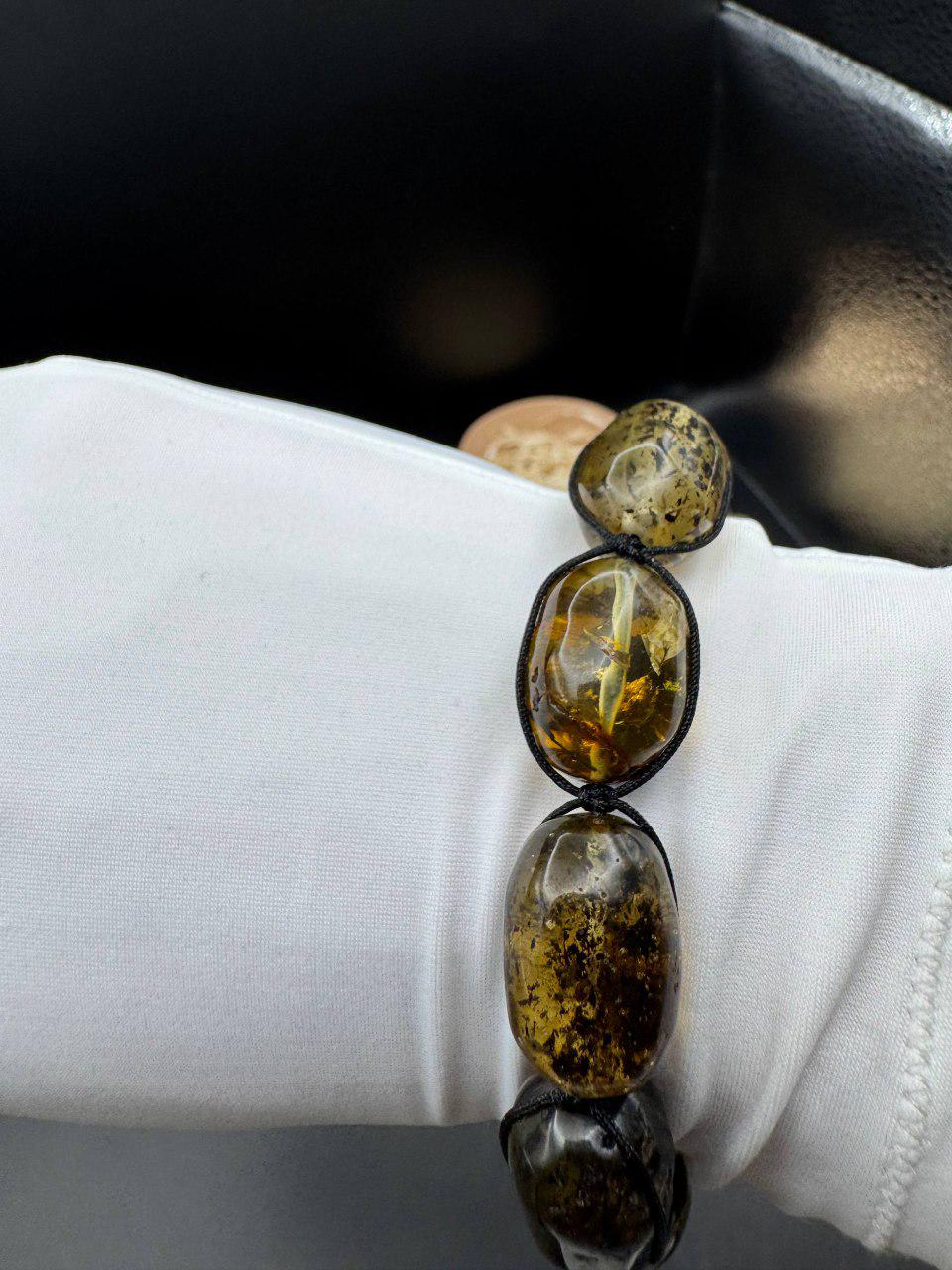 Baltic Amber Bracelet with Earth Inclusions, Adjustable, 20g