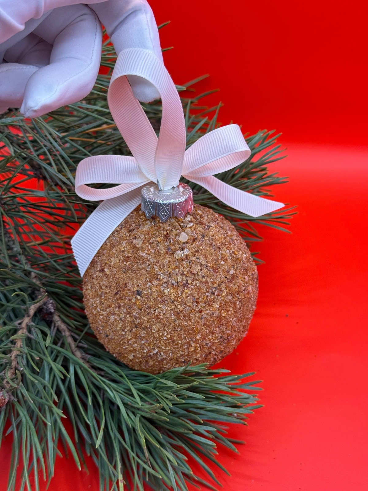 Baltic Amber Christmas Bauble, Broken Glass Effect, 8cm