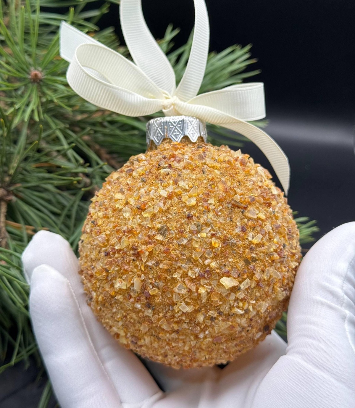 Baltic Amber Christmas Bauble, Broken Glass Effect, 8cm