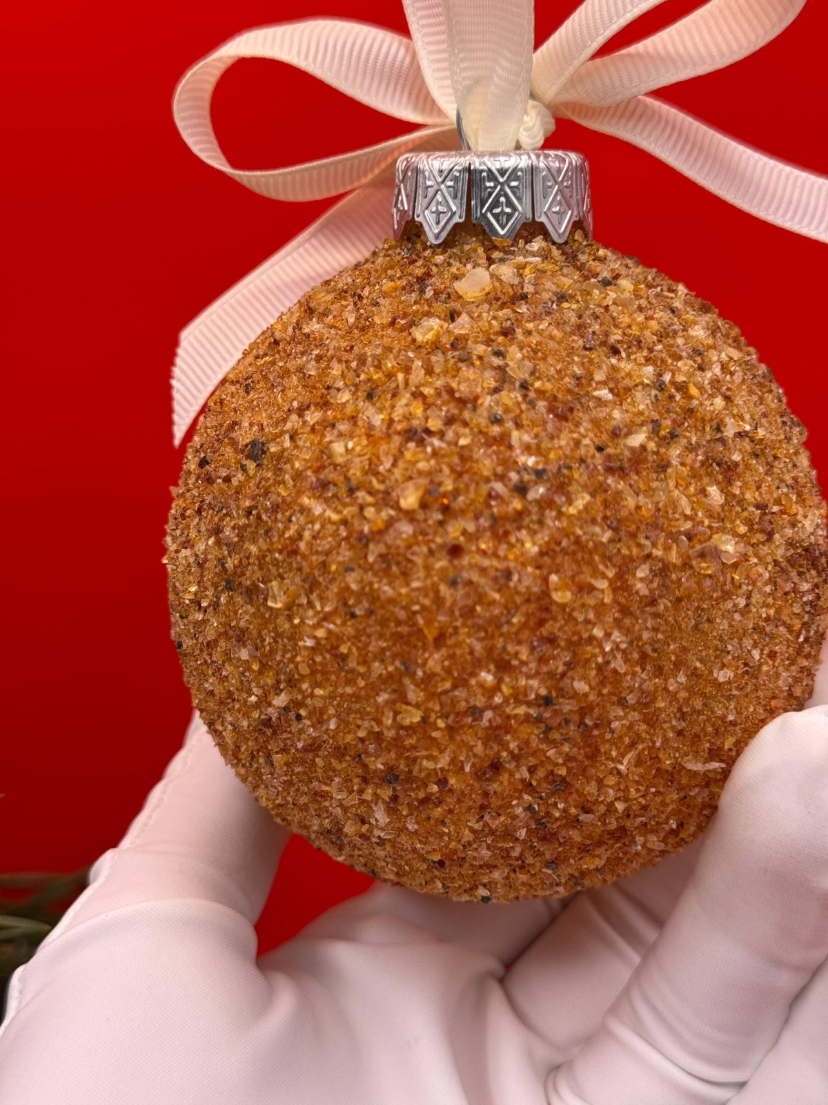 Baltic Amber Christmas Bauble, Fine Honey Gold Chips, 8cm