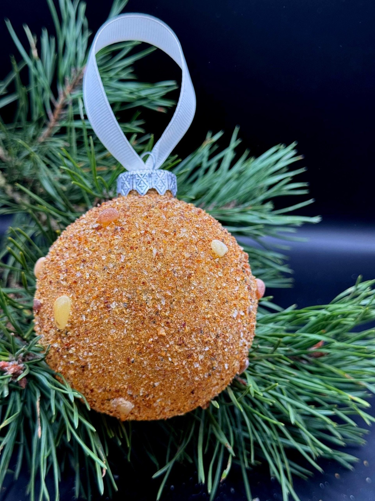 Baltic Amber Christmas Bauble, Golden Honey Chips and Dust, 8cm