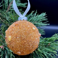 Baltic Amber Christmas Bauble, Golden Honey Chips and Dust, 8cm