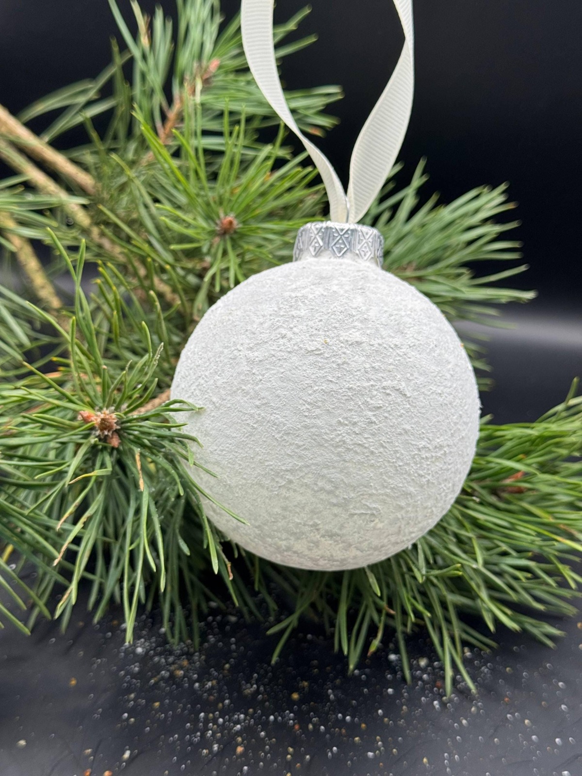 Baltic Amber Christmas Bauble, Royal White Amber Powder, 8cm