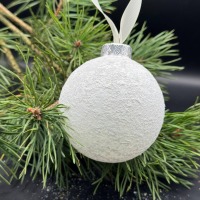Baltic Amber Christmas Bauble, Royal White Amber Powder, 8cm