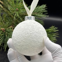 Baltic Amber Christmas Bauble, Royal White Amber Powder, 8cm