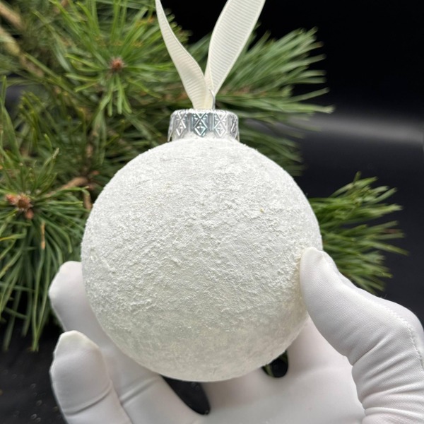 Baltic Amber Christmas Bauble, Royal White Amber Powder, 8cm