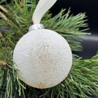 Baltic Amber Christmas Bauble, Snowy White with Gold, 8cm