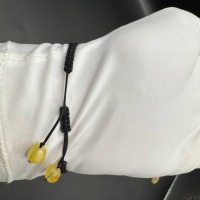 Macrame Baltic Amber Bracelet, Yellow Amber, Adjustable, 8g