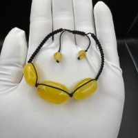 Macrame Baltic Amber Bracelet, Yellow Amber, Adjustable, 8g