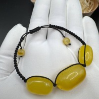 Macrame Baltic Amber Bracelet, Yellow Amber, Adjustable, 8g