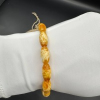 Pressed Baltic Amber Bracelet, Yellow and White Beads, 8.5g