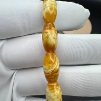 Pressed Baltic Amber Bracelet, Yellow and White Beads, 8.5g