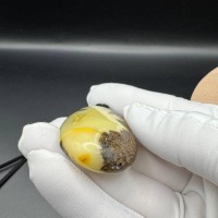 il_fullxfull.7374951654_735d.jpg Creamy Yellow and Brown Baltic Amber Pendant, 55mm, 17.5g