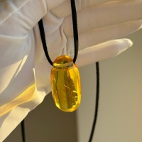 Golden Yellow Baltic Amber Pendant, 39mm, 9g