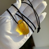 Golden Yellow Baltic Amber Pendant, 39mm, 9g