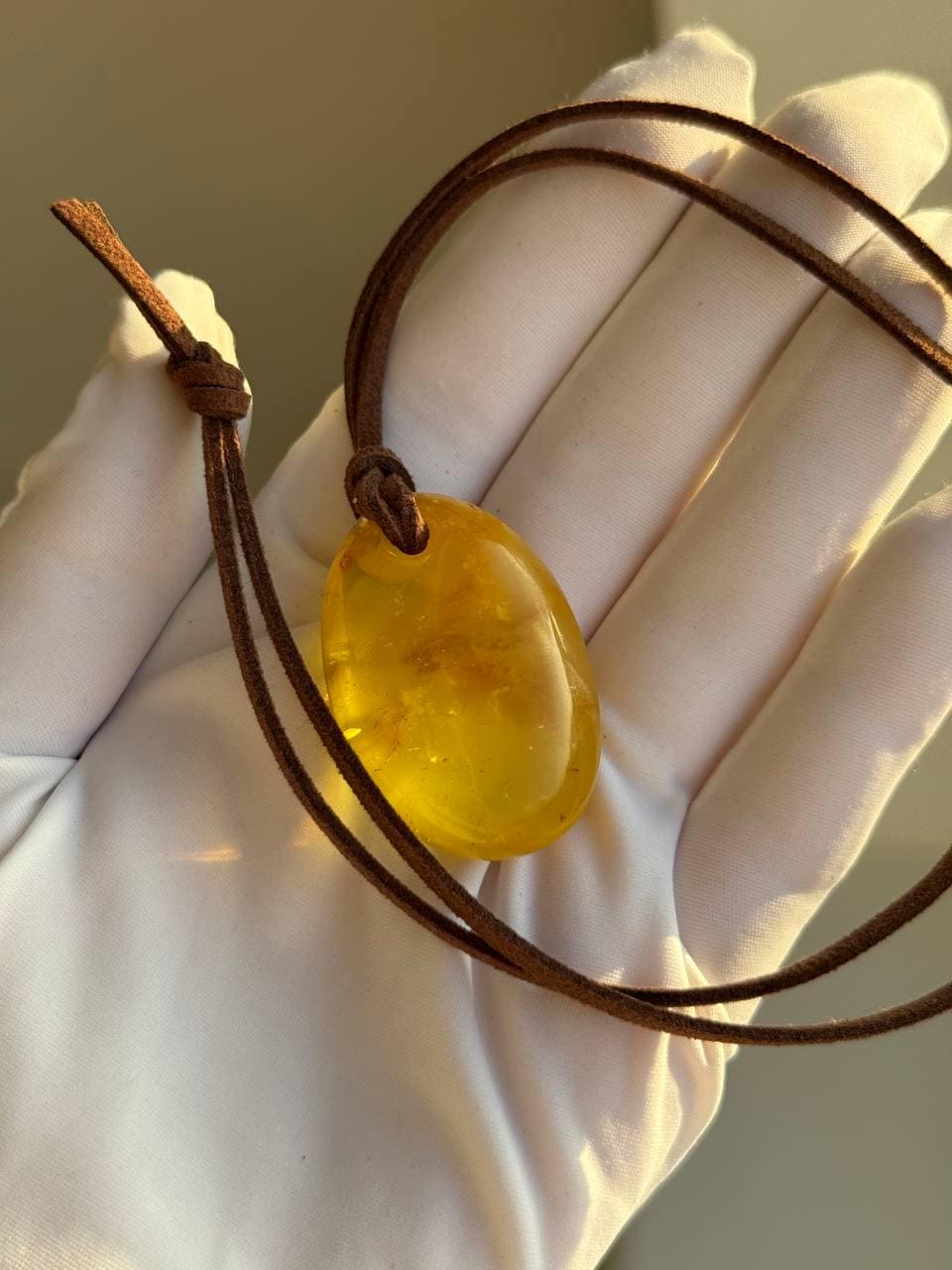 il_fullxfull.7387718456_838i.jpg Golden Honey Baltic Amber Pendant on Suede Cord, 39mm, 10g
