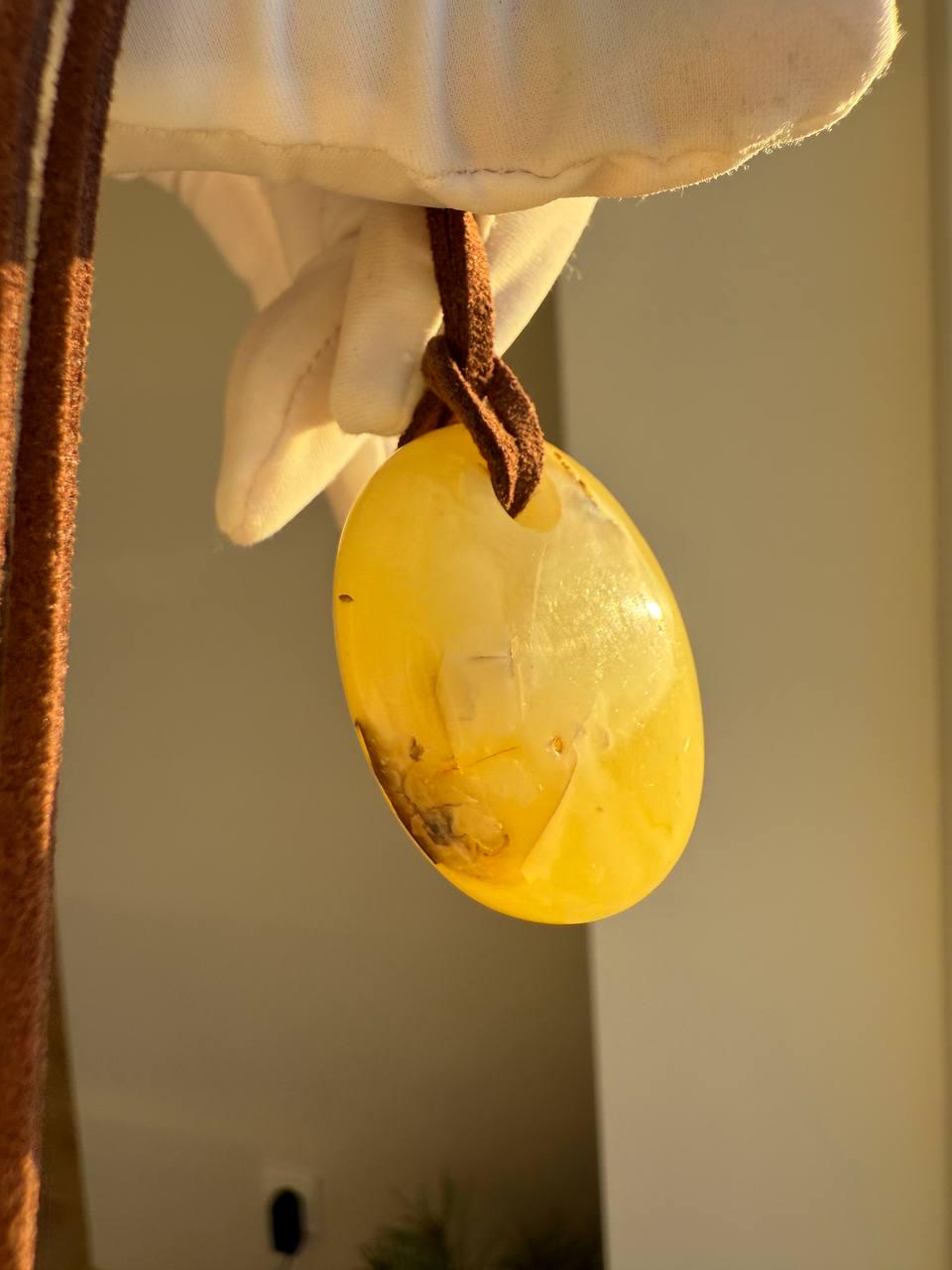 Baltic Amber Pendant with Insect Inclusion, Golden Yellow, 10g