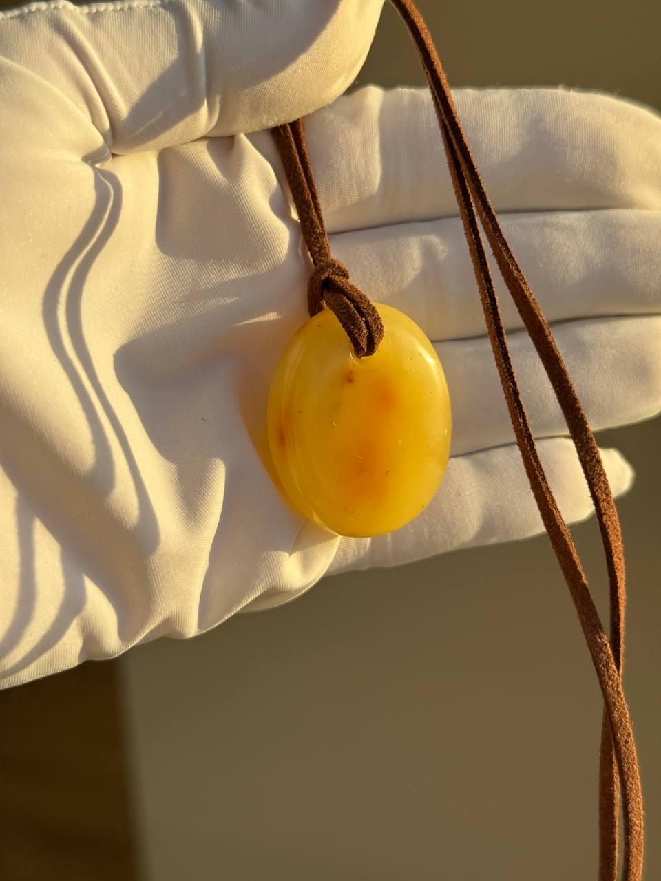 Baltic Amber Pendant with Insect Inclusion, Golden Yellow, 10g