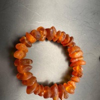 Raw Honey Cognac Baltic Amber Bracelet, Unpolished, 8.5 Inch