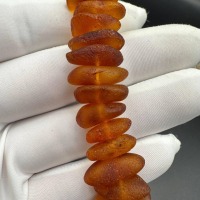 Raw Honey Cognac Baltic Amber Bracelet, Unpolished, 8.5 Inch