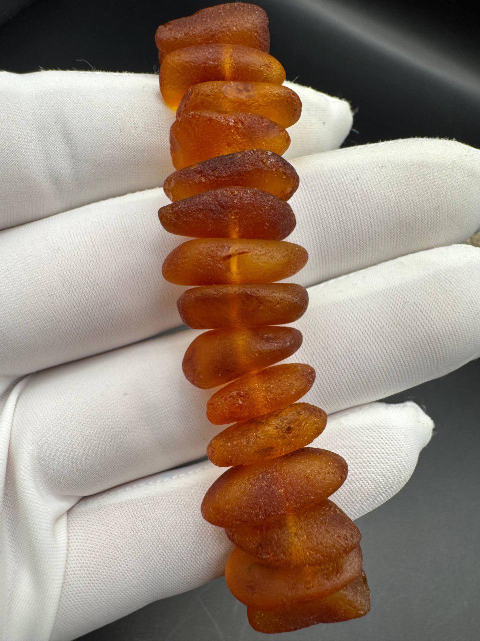 Raw Honey Cognac Baltic Amber Bracelet, Unpolished, 8.5 Inch