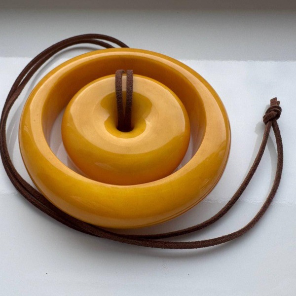 Vintage Baltic Amber Donut Pendant and Bangle Set