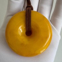 Vintage Baltic Amber Donut Pendant and Bangle Set